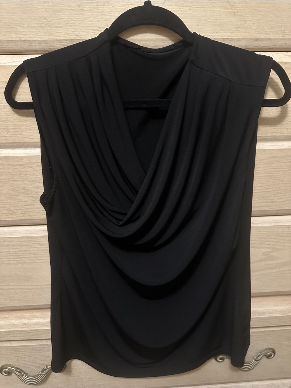 Source Unknown Black Draped Sleeveless Camisole